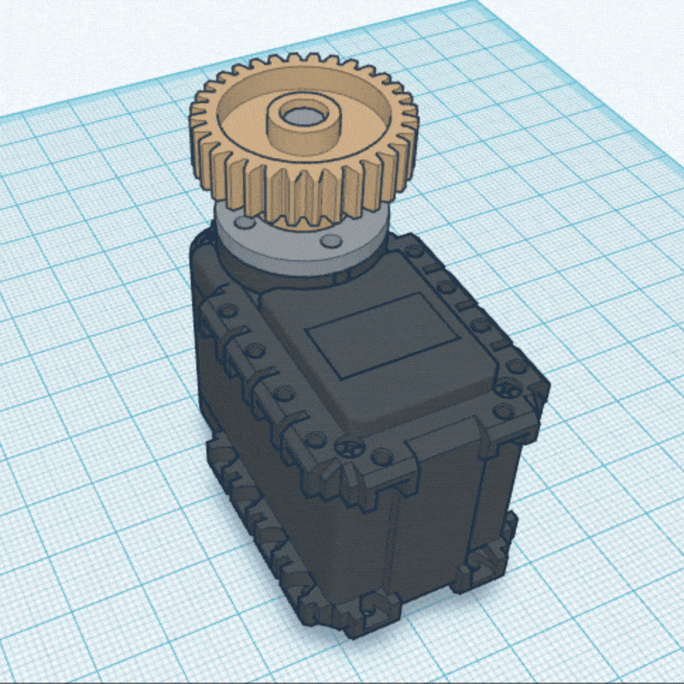 Animation of the adapter connecting the pinion gear to the servo.