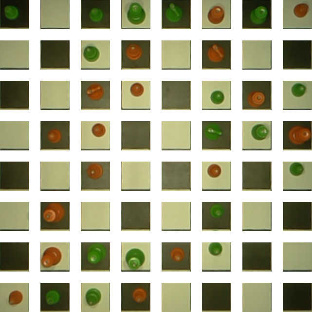 The chessboard split into 64 individual squares.