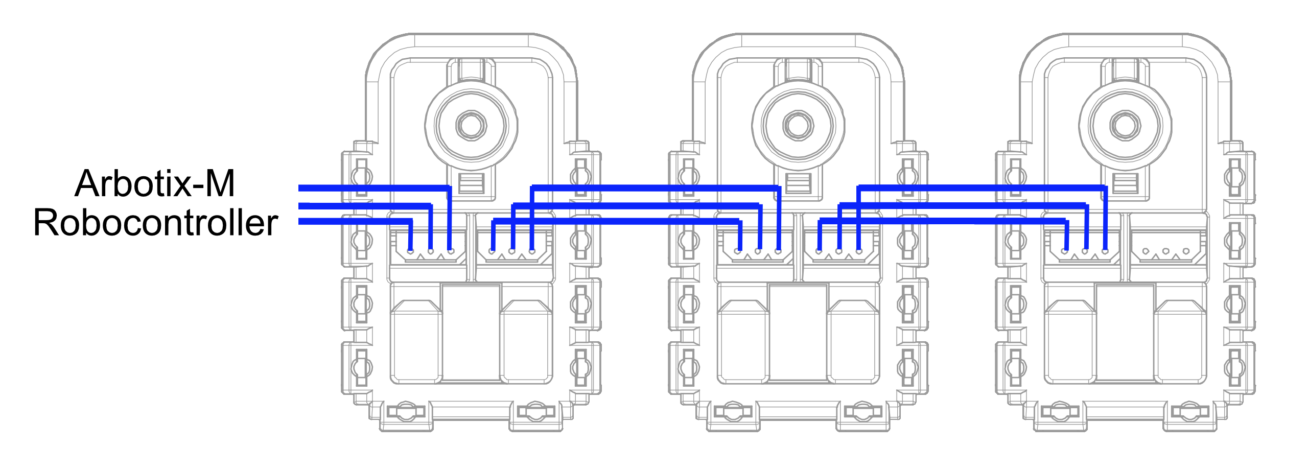 Diagram of chain of Dynamixel servos